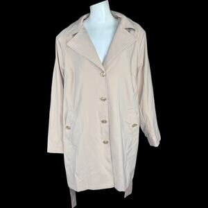 Dennis Basso Regular Water Resistant Trench‎ Coat Hood Champagne Bliss 1X NWOT